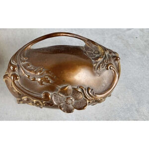 Brainard & Wilson B&W Antique Footed Brass Hinged Trinket Box Casket Art Nouveau